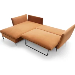 Garnero Arredamenti Divani Angolari|Divani Letto-Divano letto angolare sinistro 3 posti 258x167cm tessuto arancio Lushify Tessuto Magic Velvet Arancio