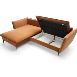 Garnero Arredamenti Divani Angolari|Divani Letto-Divano letto angolare sinistro 3 posti 258x167cm tessuto arancio Lushify Tessuto Magic Velvet Arancio