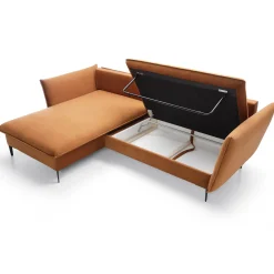 Garnero Arredamenti Divani Angolari|Divani Letto-Divano letto angolare sinistro 3 posti 258x167cm tessuto arancio Lushify Tessuto Magic Velvet Arancio
