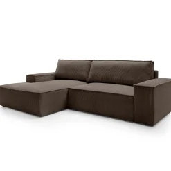 Garnero Arredamenti Divani Angolari|Divani Letto-Divano letto angolare sinistra 3 posti 267x167cm velluto a coste marrone Relaxion Velluto a Coste Poso Marrone