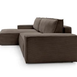 Garnero Arredamenti Divani Angolari|Divani Letto-Divano letto angolare sinistra 3 posti 267x167cm velluto a coste marrone Relaxion Velluto a Coste Poso Marrone