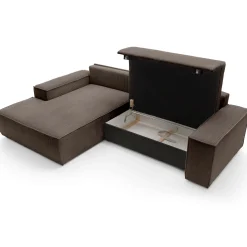 Garnero Arredamenti Divani Angolari|Divani Letto-Divano letto angolare sinistra 3 posti 267x167cm velluto a coste marrone Relaxion Velluto a Coste Poso Marrone