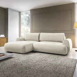 Garnero Arredamenti Divani Angolari|Divani Letto-Divano letto angolare sinistra 3 posti 270x167cm tessuto bianco Cloudify Tessuto Puente Bianco