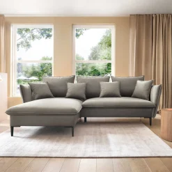 Garnero Arredamenti Divani Angolari|Divani Letto-Divano letto angolare sinistro 3 posti 258x167cm tessuto beige Lushify Tessuto Riviera Vellutato Beige