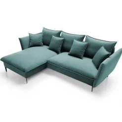 Garnero Arredamenti Divani Angolari|Divani Letto-Divano letto angolare sinistro 3 posti 258x167cm tessuto petrolio Lushify Tessuto Riviera Vellutato Petrolio