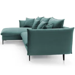 Garnero Arredamenti Divani Angolari|Divani Letto-Divano letto angolare sinistro 3 posti 258x167cm tessuto petrolio Lushify Tessuto Riviera Vellutato Petrolio