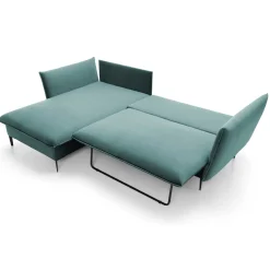 Garnero Arredamenti Divani Angolari|Divani Letto-Divano letto angolare sinistro 3 posti 258x167cm tessuto petrolio Lushify Tessuto Riviera Vellutato Petrolio