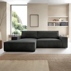 Garnero Arredamenti Divani Angolari|Divani Letto-Divano letto angolare sinistra 3 posti 267x167cm velluto a coste antracite Relaxion Velluto a Coste Poso Antracite