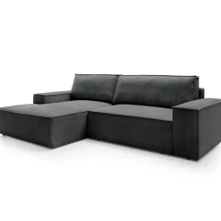 Garnero Arredamenti Divani Angolari|Divani Letto-Divano letto angolare sinistra 3 posti 267x167cm velluto a coste antracite Relaxion Velluto a Coste Poso Antracite