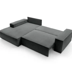 Garnero Arredamenti Divani Angolari|Divani Letto-Divano letto angolare sinistra 3 posti 267x167cm velluto a coste antracite Relaxion Velluto a Coste Poso Antracite