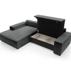 Garnero Arredamenti Divani Angolari|Divani Letto-Divano letto angolare sinistra 3 posti 267x167cm velluto a coste antracite Relaxion Velluto a Coste Poso Antracite