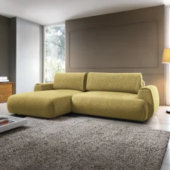Garnero Arredamenti Divani Angolari|Divani Letto-Divano letto angolare sinistra 3 posti 270x167cm tessuto giallo Cloudify Tessuto Puente Giallo