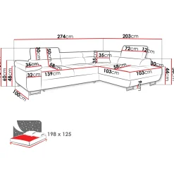 Garnero Arredamenti Divani Angolari|Divani Letto-Divano letto angolare sinistra imbottito 274x203cm verde Bormio Tessuto Vellutato Manila Verde