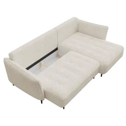 Garnero Arredamenti Divani Angolari|Divani Letto-Divano letto angolare sinistro 3 posti 276x158cm tessuto beige Angle Tessuto Peluche Onega Beige