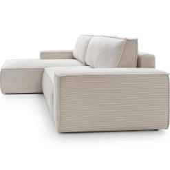 Garnero Arredamenti Divani Angolari|Divani Letto-Divano letto angolare sinistro 3 posti 267x167cm velluto a coste beige Relaxion Velluto a Coste Poso Beige