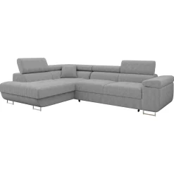 Garnero Arredamenti Divani Angolari|Divani Letto-Divano letto angolare sinistra imbottito 274x203cm velluto a coste grigio Bormio Velluto Poso Grigio