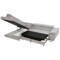 Garnero Arredamenti Divani Angolari|Divani Letto-Divano letto angolare sinistra imbottito 274x203cm velluto a coste grigio Bormio Velluto Poso Grigio