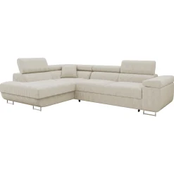 Garnero Arredamenti Divani Angolari|Divani Letto-Divano letto angolare sinistra 4 posti 274x203cm imbottito a coste beige Bormio Velluto a Coste Poso Beige