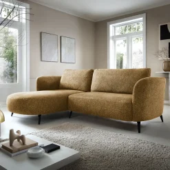 Garnero Arredamenti Divani Angolari|Divani Letto-Divano letto angolare sinistra 3 posti 260x180cm tessuto bouclè beige scuro Repose Tessuto Bouclè Blur Beige Scuro