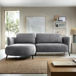 Garnero Arredamenti Divani Angolari|Divani Letto-Divano letto angolare sinistra 3 posti 260x180cm tessuto bouclè grigio Repose Tessuto Bouclè Blur Grigio