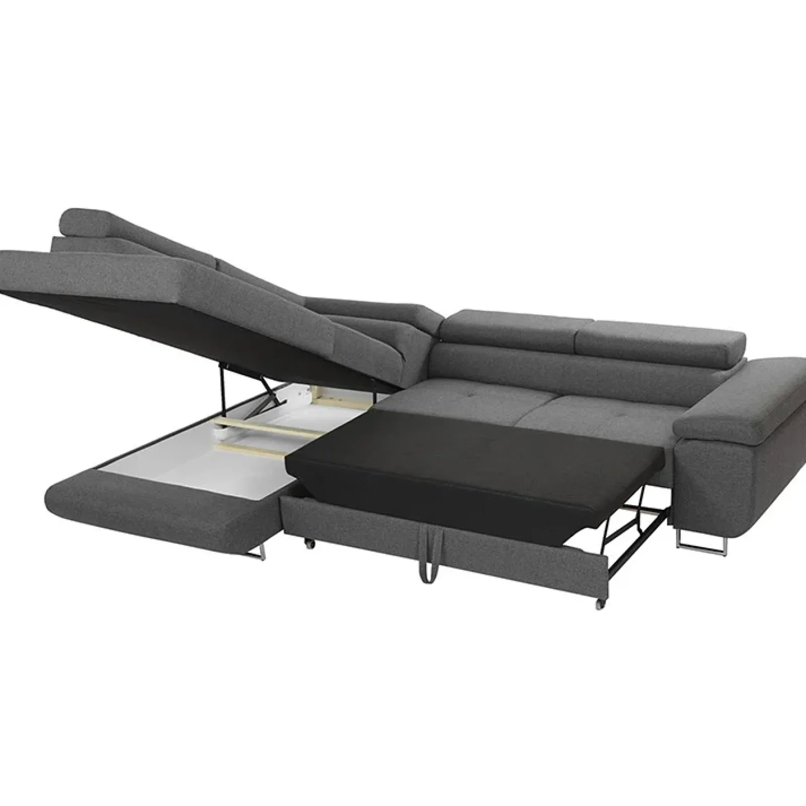 Garnero Arredamenti Divani Angolari|Divani Letto-Divano letto angolare sinistra imbottito 274x203cm grigio Bormio