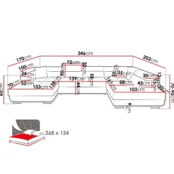 Garnero Arredamenti Divani Angolari|Divani Letto-Divano letto angolare sinistra 5 posti 346x203cm con box contenitore vellutato nero Moirea Tessuto Vellutato Manila Nero