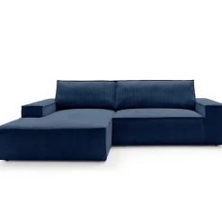 Garnero Arredamenti Divani Angolari|Divani Letto-Divano letto angolare sinistra 3 posti 267x167cm velluto a coste blu Relaxion Velluto a Coste Poso Blu