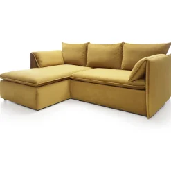 Garnero Arredamenti Divani Angolari|Divani Letto-Divano letto angolare sinistro 3 posti 230x166cm tessuto giallo senape Easeful
