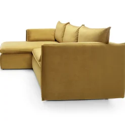 Garnero Arredamenti Divani Angolari|Divani Letto-Divano letto angolare sinistro 3 posti 230x166cm tessuto giallo senape Easeful