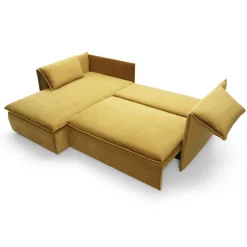 Garnero Arredamenti Divani Angolari|Divani Letto-Divano letto angolare sinistro 3 posti 230x166cm tessuto giallo senape Easeful
