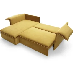Garnero Arredamenti Divani Angolari|Divani Letto-Divano letto angolare sinistro 3 posti 230x166cm tessuto giallo senape Easeful