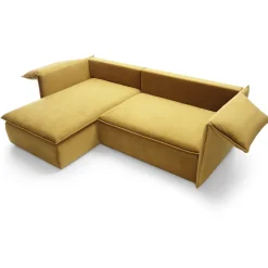 Garnero Arredamenti Divani Angolari|Divani Letto-Divano letto angolare sinistro 3 posti 230x166cm tessuto giallo senape Easeful