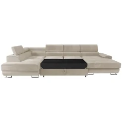Garnero Arredamenti Divani Panoramici|Divani Angolari-Divano letto angolare sinistra 5 posti 345x202cm tessuto beige Sloffy