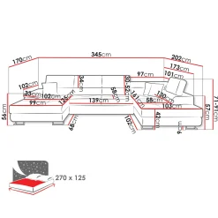 Garnero Arredamenti Divani Panoramici|Divani Angolari-Divano letto angolare sinistra 5 posti 345x202cm tessuto beige Sloffy