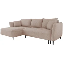 Garnero Arredamenti Divani Angolari|Divani Letto-Divano letto angolare sinistro 3 posti 276x158cm tessuto rosa Angle Tessuto Peluche Onega Rosa