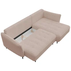 Garnero Arredamenti Divani Angolari|Divani Letto-Divano letto angolare sinistro 3 posti 276x158cm tessuto rosa Angle Tessuto Peluche Onega Rosa