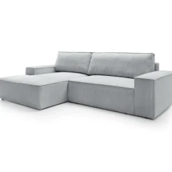 Garnero Arredamenti Divani Angolari|Divani Letto-Divano letto angolare sinistra 3 posti 267x167cm velluto a coste grigio chiaro Relaxion Velluto a Coste Poso Grigio