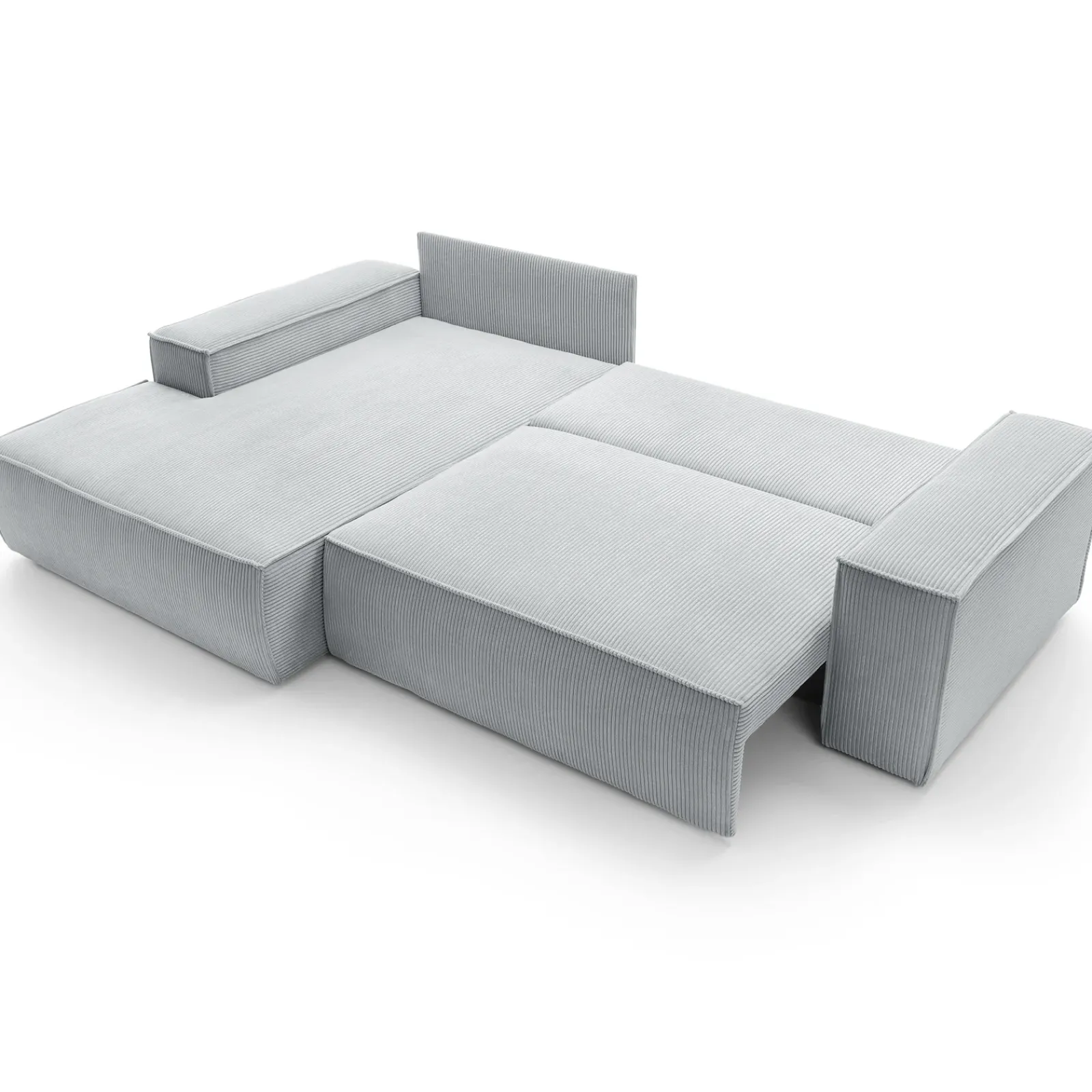 Garnero Arredamenti Divani Angolari|Divani Letto-Divano letto angolare sinistra 3 posti 267x167cm velluto a coste grigio chiaro Relaxion Velluto a Coste Poso Grigio