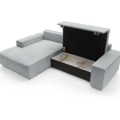 Garnero Arredamenti Divani Angolari|Divani Letto-Divano letto angolare sinistra 3 posti 267x167cm velluto a coste grigio chiaro Relaxion Velluto a Coste Poso Grigio