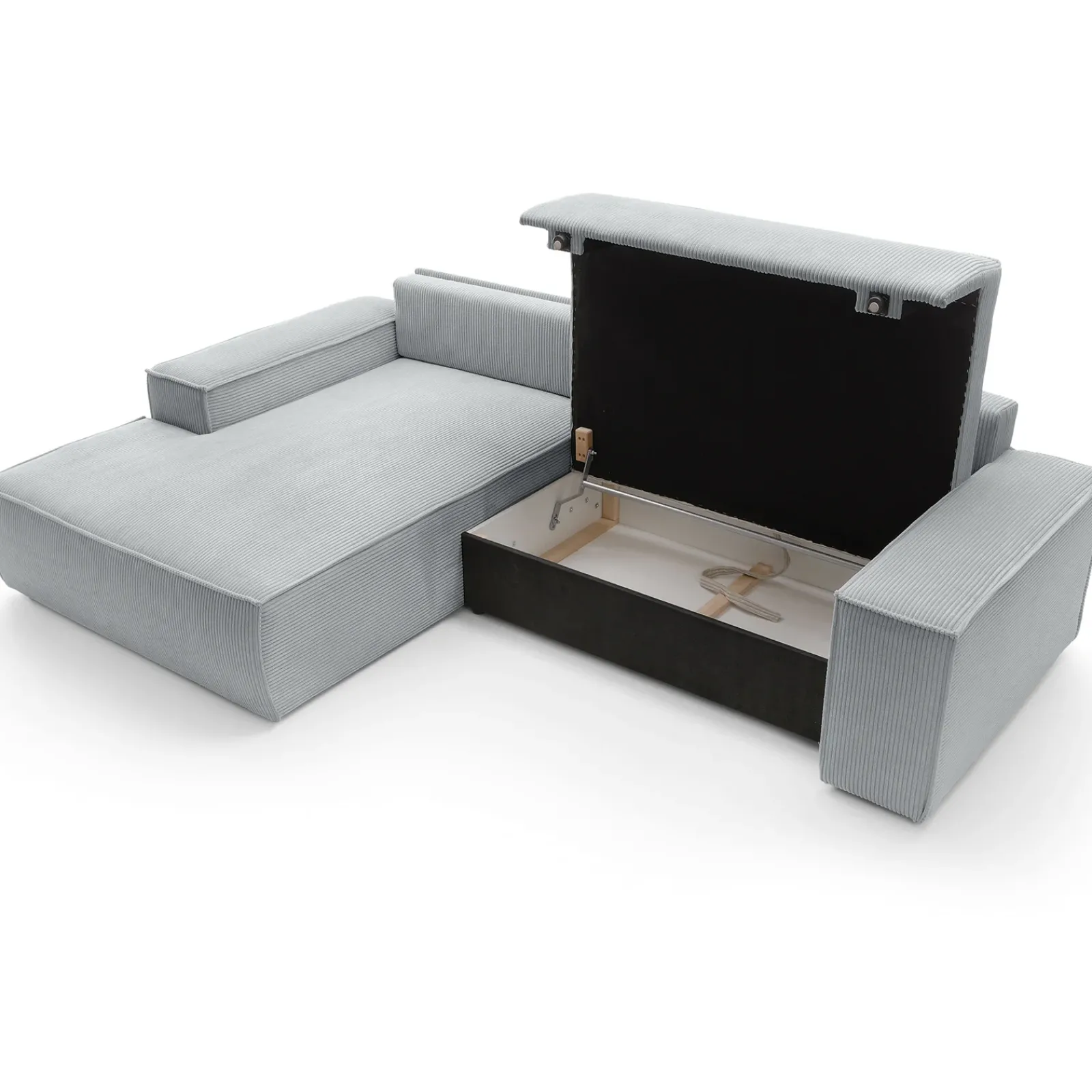 Garnero Arredamenti Divani Angolari|Divani Letto-Divano letto angolare sinistra 3 posti 267x167cm velluto a coste grigio chiaro Relaxion Velluto a Coste Poso Grigio