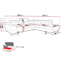 Garnero Arredamenti Divani Angolari|Divani Letto-Divano letto angolare sinistro 5 posti 272x219cm tessuto antracite Lumma