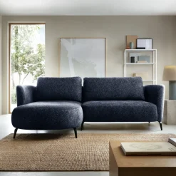 Garnero Arredamenti Divani Angolari|Divani Letto-Divano letto angolare sinistra 3 posti 260x180cm tessuto bouclè blu Repose Tessuto Bouclè Blur Blu