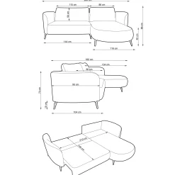 Garnero Arredamenti Divani Angolari|Divani Letto-Divano letto angolare sinistra 3 posti 260x180cm tessuto bouclè verde Repose Tessuto Bouclè Blur Verdone