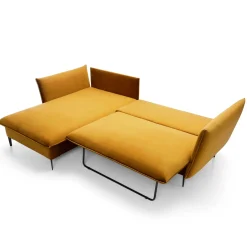 Garnero Arredamenti Divani Angolari|Divani Letto-Divano letto angolare sinistro 3 posti 258x167cm tessuto giallo senape Lushify Tessuto Riviera Vellutato Senape