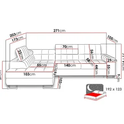 Garnero Arredamenti Divani Angolari|Divani Letto-Divano letto angolare sinistra 5 posti 271x203cm blu Canosio