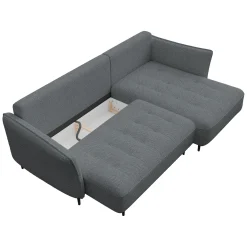 Garnero Arredamenti Divani Angolari|Divani Letto-Divano letto angolare sinistro 3 posti 276x158cm tessuto grigio scuro Angle Tessuto Peluche Onega Grigio Scuro