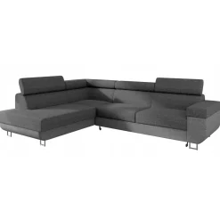 Garnero Arredamenti Divani Angolari|Divani Letto-Divano letto angolare sinistra 5 posti 253x188cm con box contenitore grigio Almese Tessuto Treccia Fine Lux Grigio