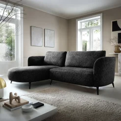 Garnero Arredamenti Divani Angolari|Divani Letto-Divano letto angolare sinistra 3 posti 260x180cm tessuto bouclè antracite Repose Tessuto Bouclè Blur Antracite