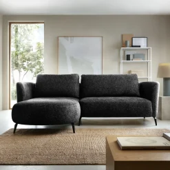 Garnero Arredamenti Divani Angolari|Divani Letto-Divano letto angolare sinistra 3 posti 260x180cm tessuto bouclè antracite Repose Tessuto Bouclè Blur Antracite