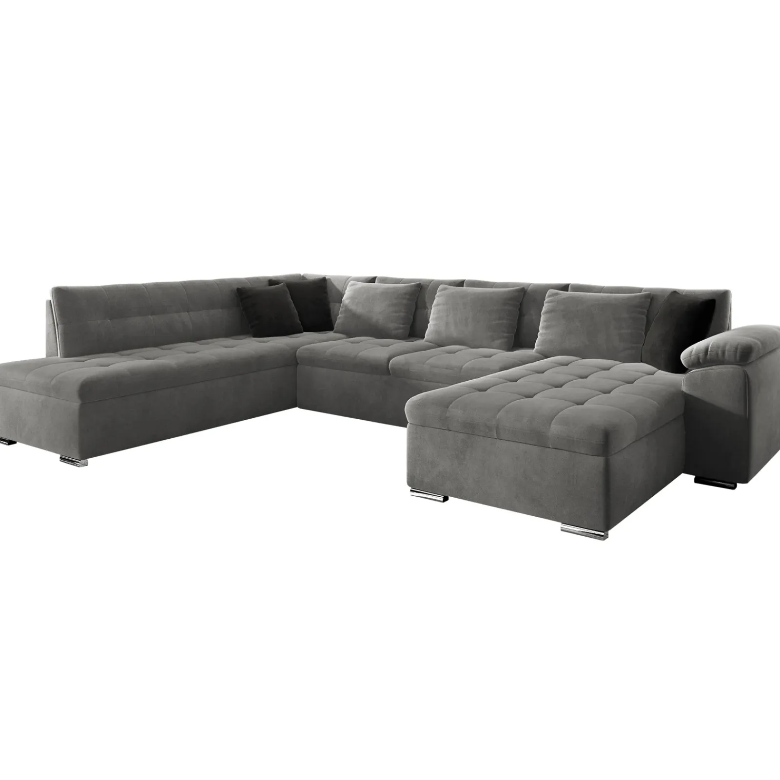 Garnero Arredamenti Divani Panoramici|Divani Angolari-Divano letto angolare sinistra 5 posti 350x205cm grigio Agliana Tessuto Vellutato Manila Grigio Nero